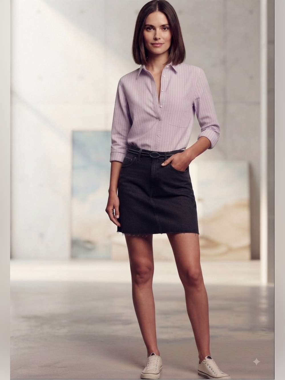 Banana Republic Denim Mini Skirt Washed Black